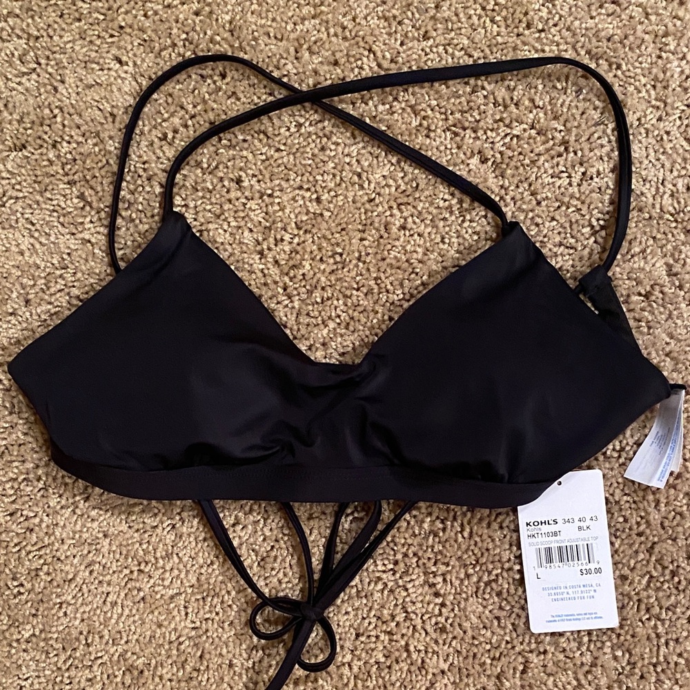 Hurley Black Scoop Front Bikini Top